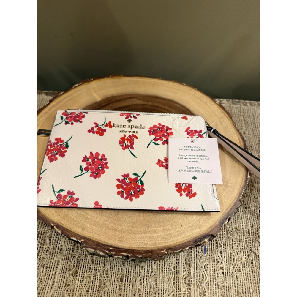 Kate Spade Staci Floral Bouquet Medium Zip Wristlet Fresh Peach Rt-$139 - Picture 3 of 7